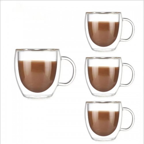 pewbe Double Walled Cups – Set of 4 Insulated Glass Cups for Tea, Coffee, Espresso, and More pewbe Double Walled Cups – Set of 4 Insulated Glass Cups for Tea, Coffee, Espresso, and More
